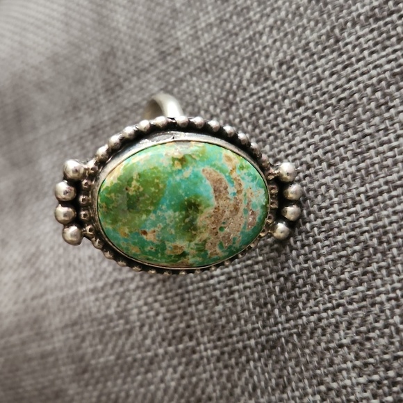 Beautiful Native American Navajo Handmade Sonoran Mountain Turquoise Ring 💙💍💚 - Picture 11 of 11